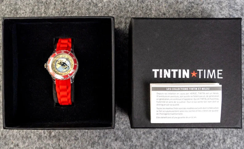 Moulinsart "Tintin Time" Watch 82414 Soviets Plane Red strap Ladies wristwatch