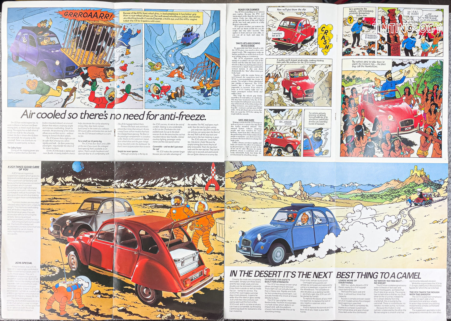 Rare 1980's Citroen Tintin Car Brochures Vols 1-4 Adventures of 2CV6 FULL SET Herge