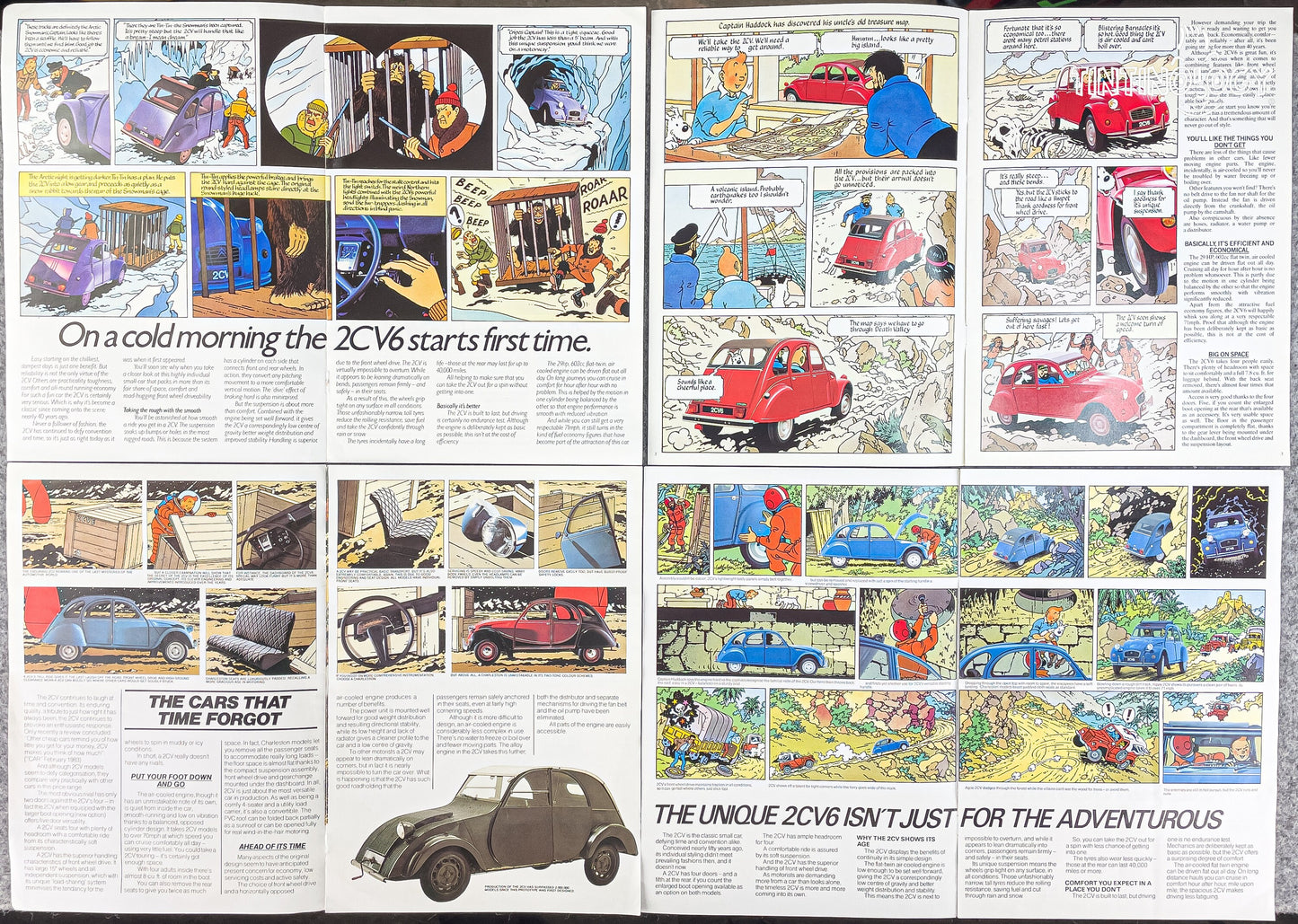 Rare 1980's Citroen Tintin Car Brochures Vols 1-4 Adventures of 2CV6 FULL SET Herge