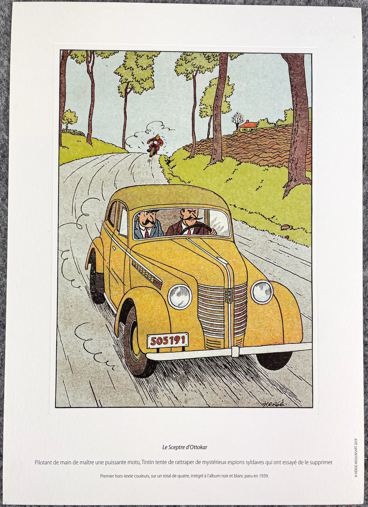 Moulinsart Tintin Le Sceptre d'Ottokar Opel Olympia Ltd A4 Print - 2019 Herge ex-libris