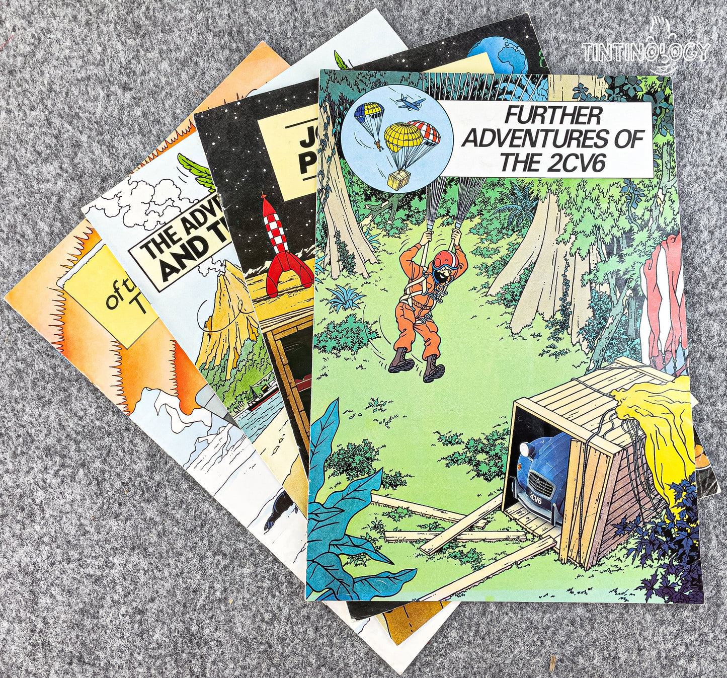 Rare 1980's Citroen Tintin Car Brochures Vols 1-4 Adventures of 2CV6 FULL SET Herge