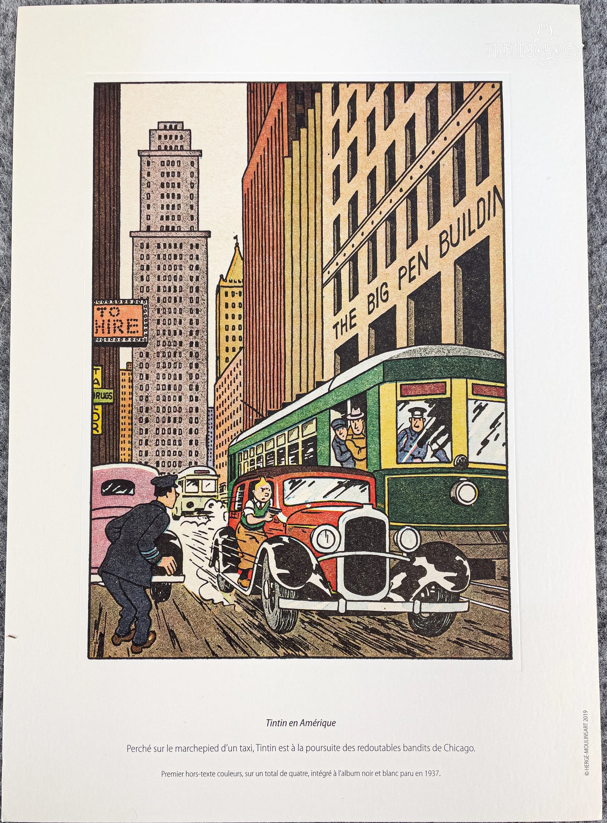 Moulinsart Tintin En Amerique Chicago Ltd A4 Print - 2019 Herge ex-libris