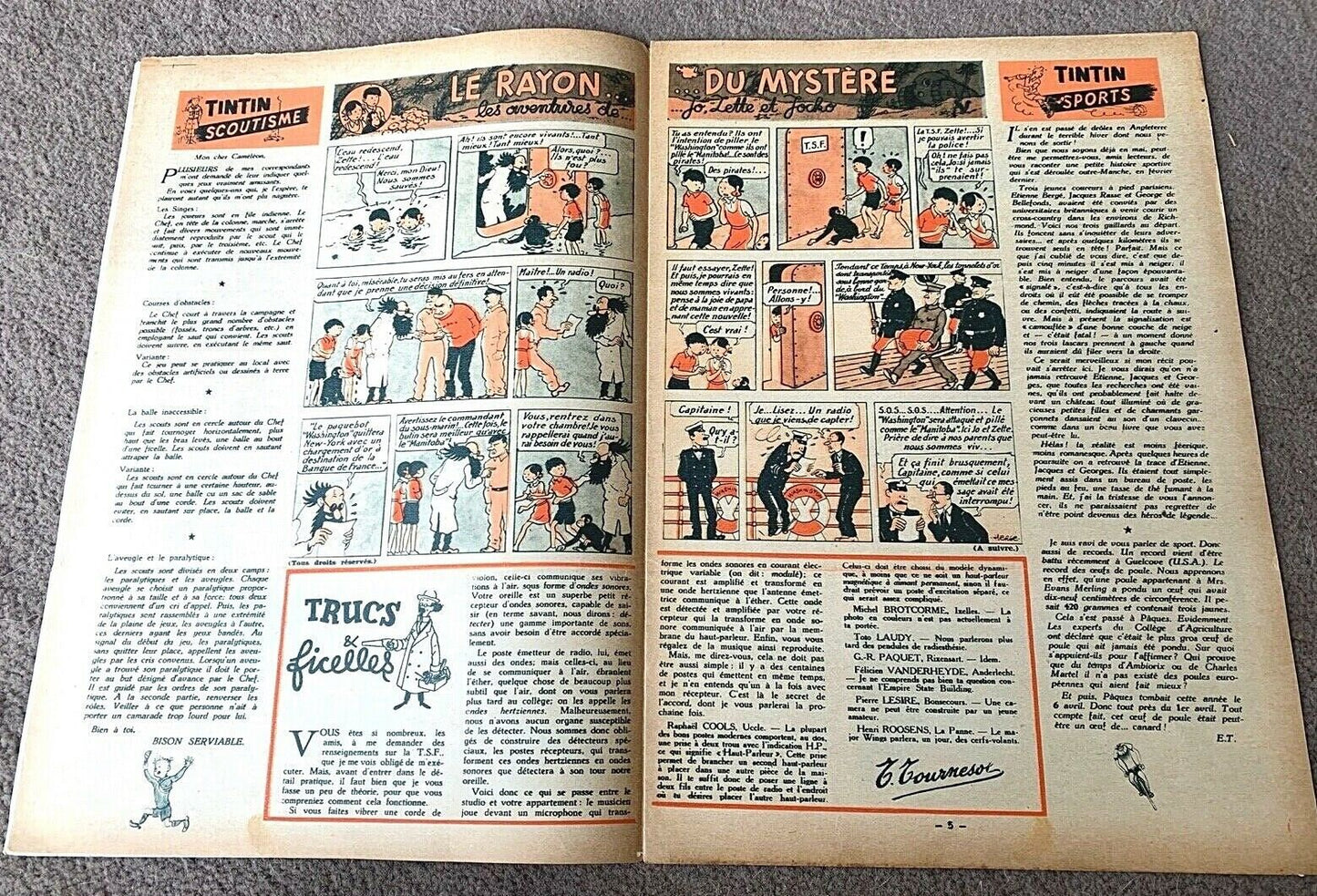 Journal Tintin Issue 19 1947 Herge Cover Edition Originale Vintage Comic EO Couverture
