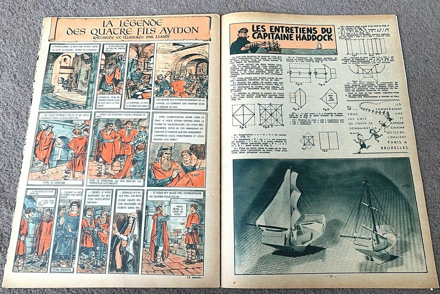 Journal Tintin Issue 19 1947 Herge Cover Edition Originale Vintage Comic EO Couverture