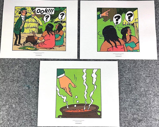 Moulinsart 3 Part Comic Strip Picaros Calculus - 2011 Herge ex-libris