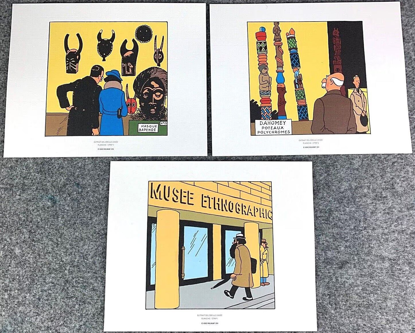 Moulinsart 3 Part Comic Strip Broken Ear Museum - 2011 Herge ex-libris