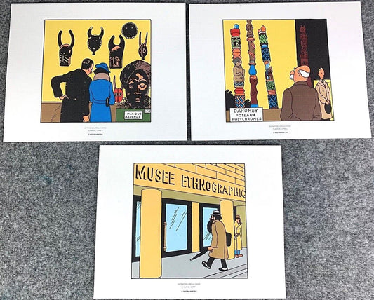 Moulinsart 3 Part Comic Strip Broken Ear Museum - 2011 Herge ex-libris