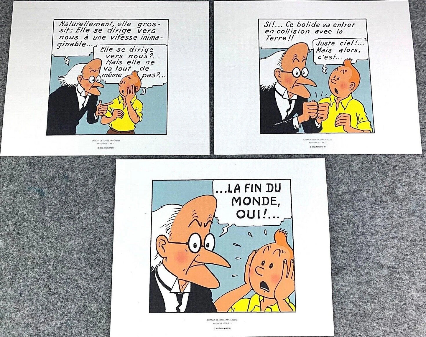 Moulinsart 3 Part Comic Strip End of the World! - 2011 Herge ex-libris