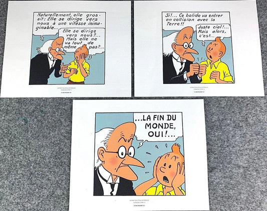 Moulinsart 3 Part Comic Strip End of the World! - 2011 Herge ex-libris