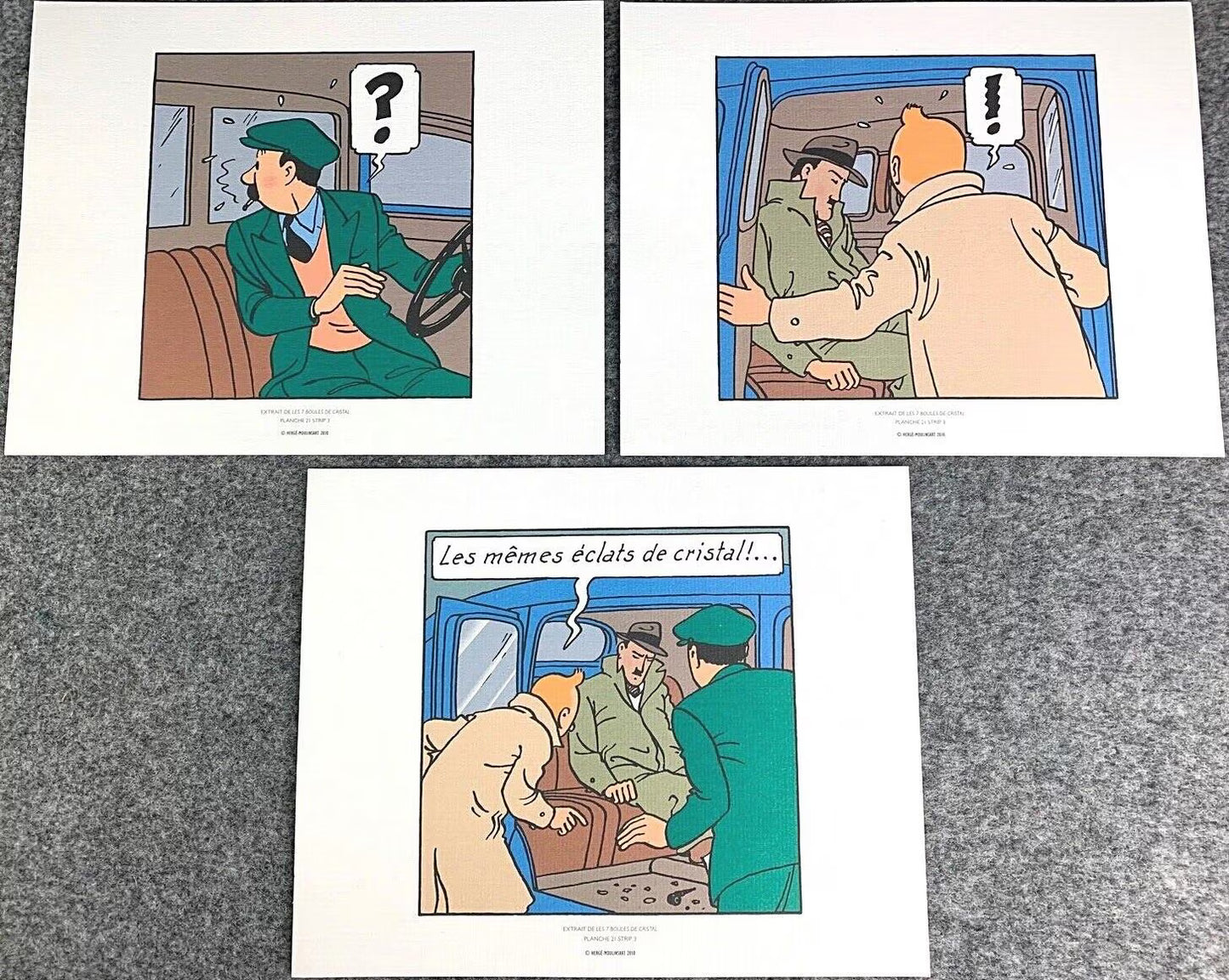 Moulinsart 3 Part Comic Strip Crystal ball in Taxi- 2011 Herge ex-libris
