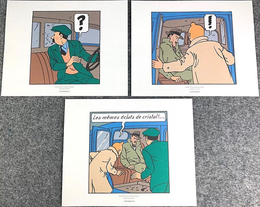 Moulinsart 3 Part Comic Strip Crystal ball in Taxi- 2011 Herge ex-libris