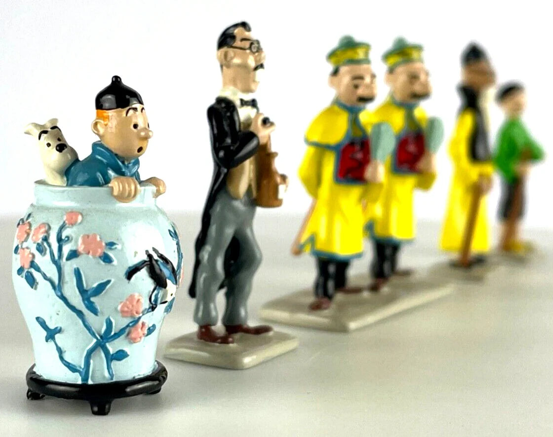 Pixi Mini Serie Tintin Set 2121 "Lotus Bleu" 1995 6x Metal Figurines RARE