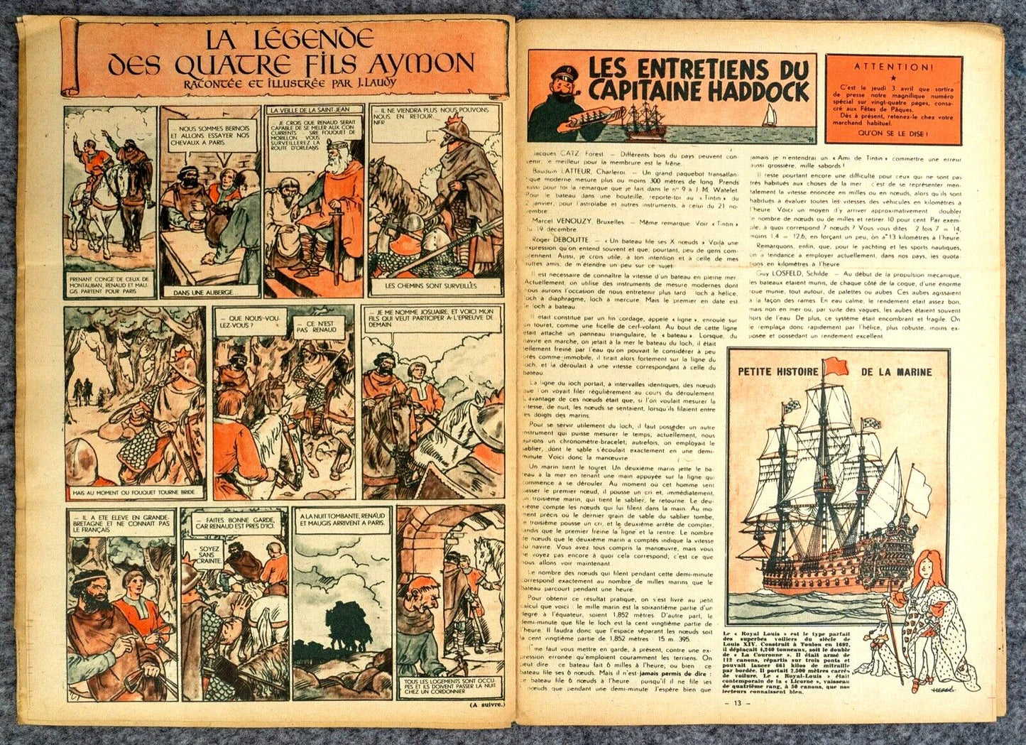 Journal Tintin Issue 11: 1947 Herge Cover Edition Originale Vintage Comic EO