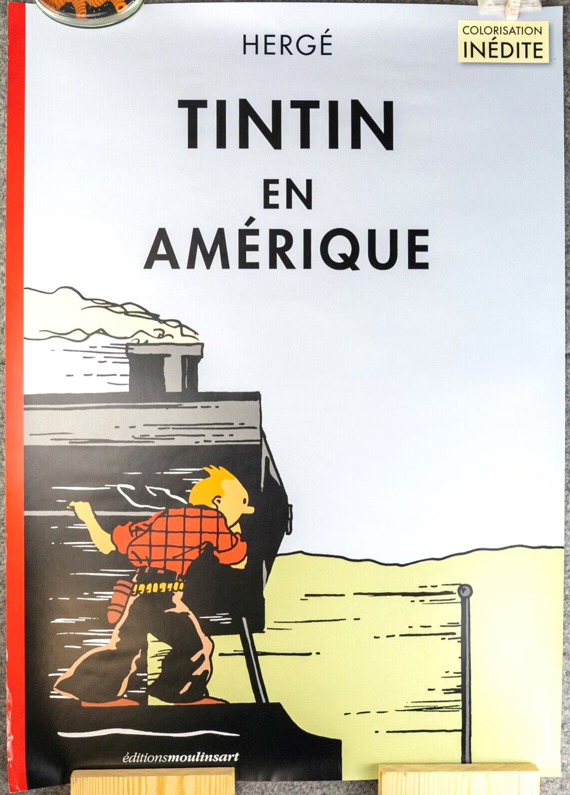 Rare Ltd Moulinsart Poster: Tintin En Amerique Colour - Train ride Herge 50x70cm