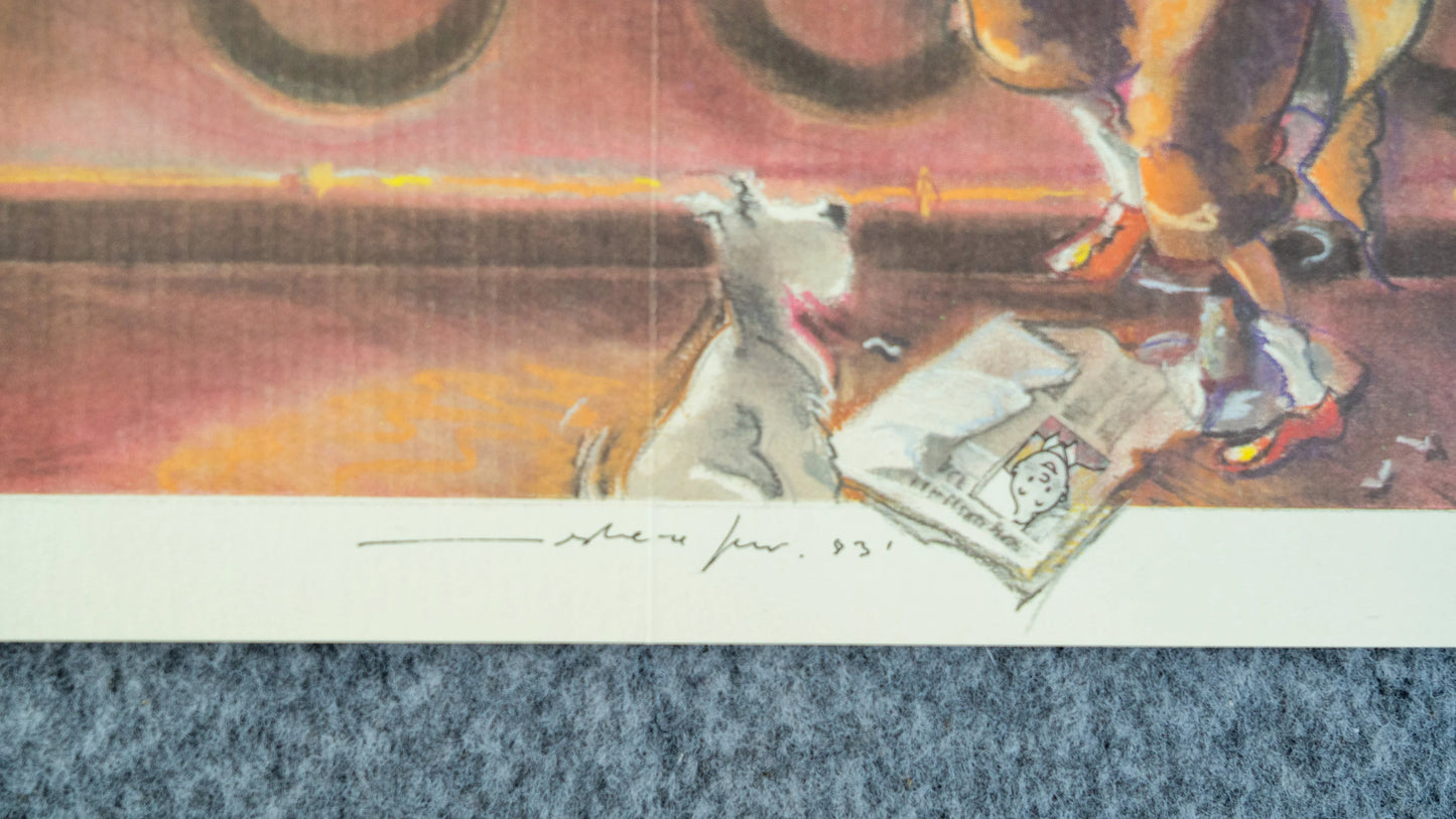 Artistic Tintin & Snowy at Bar Scene Card 1000 Editions by F. Miro
