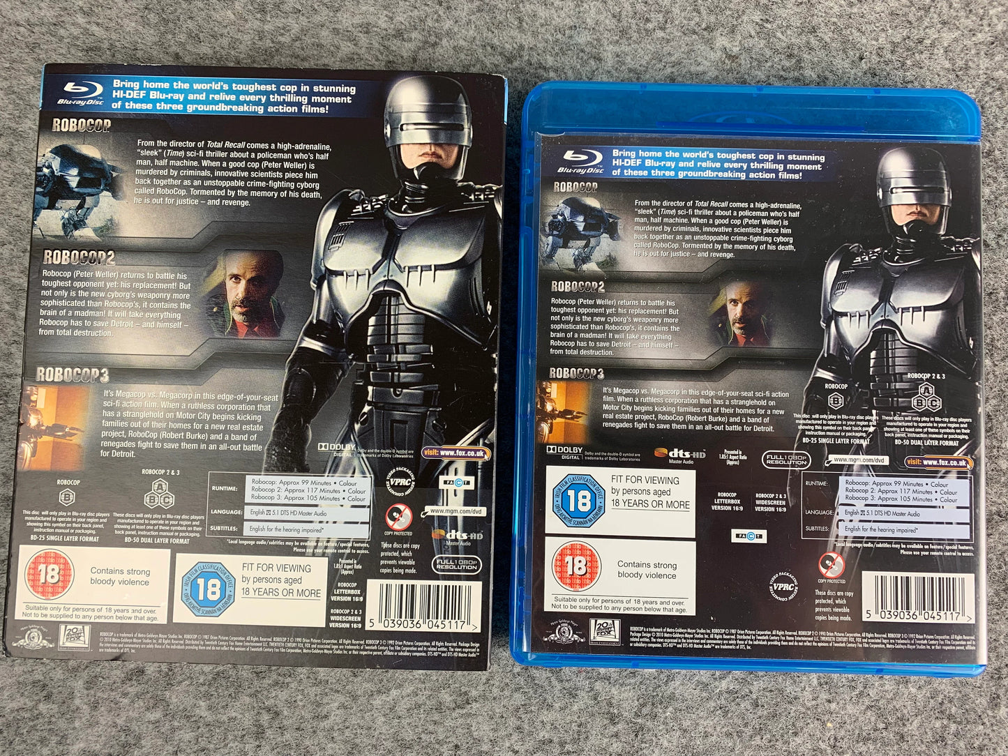 Orion Pictures Robocop Trilogy 1 2 & 3 Blu Ray DVD 3 Disc Set 1987 - 2010 Movies