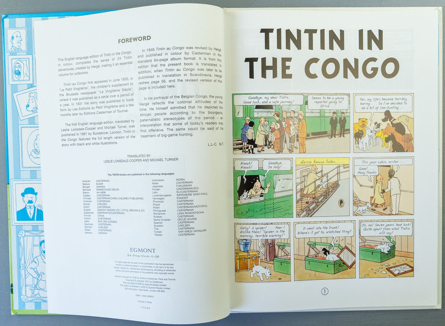 Tintin in the Congo: Egmont 2005 1st UK Edition Hardback Rare book by Herge EO