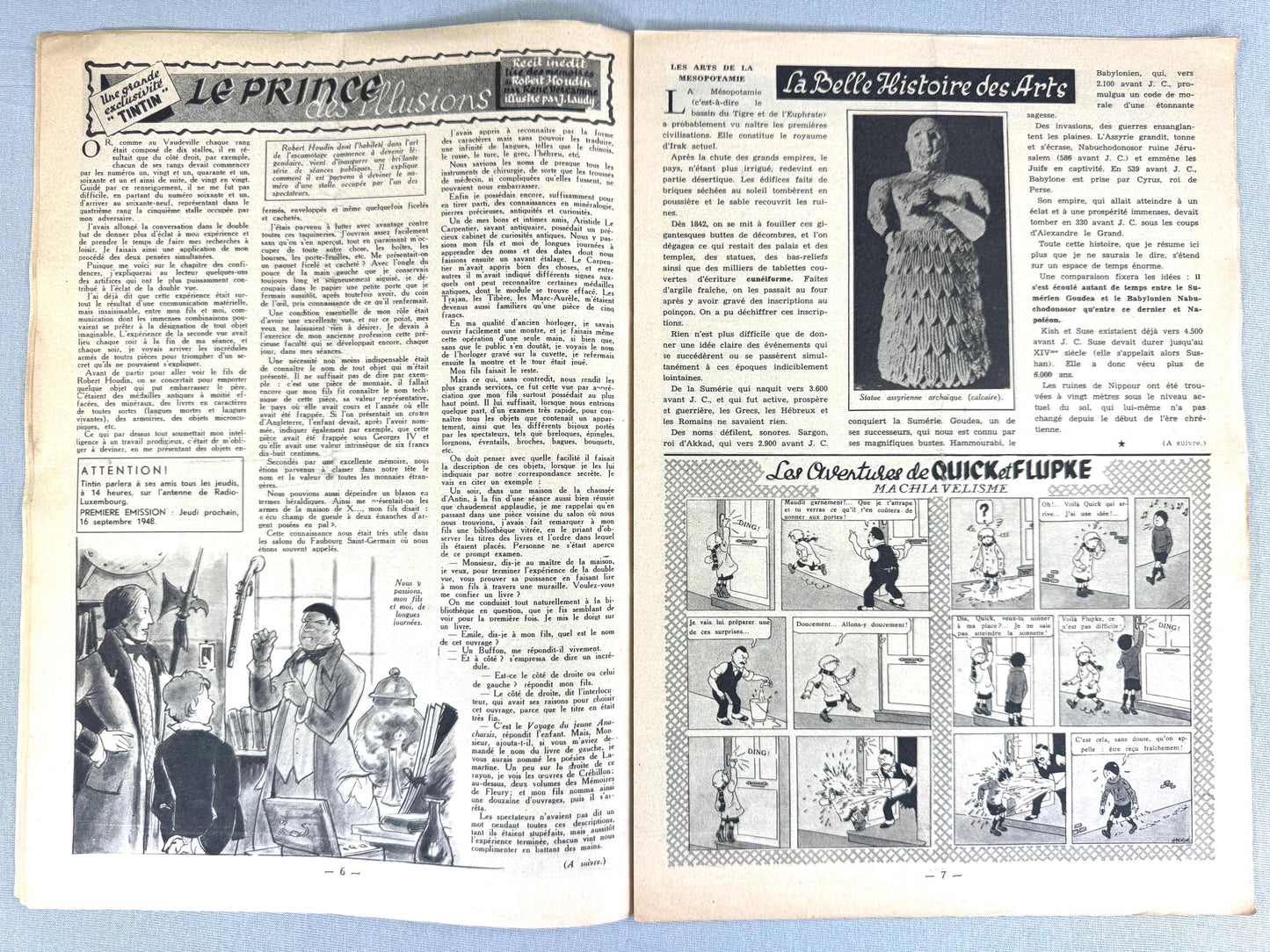 Journal Tintin Issue 37: 1948 Herge Cover Edition Vintage Comic EO Couverture