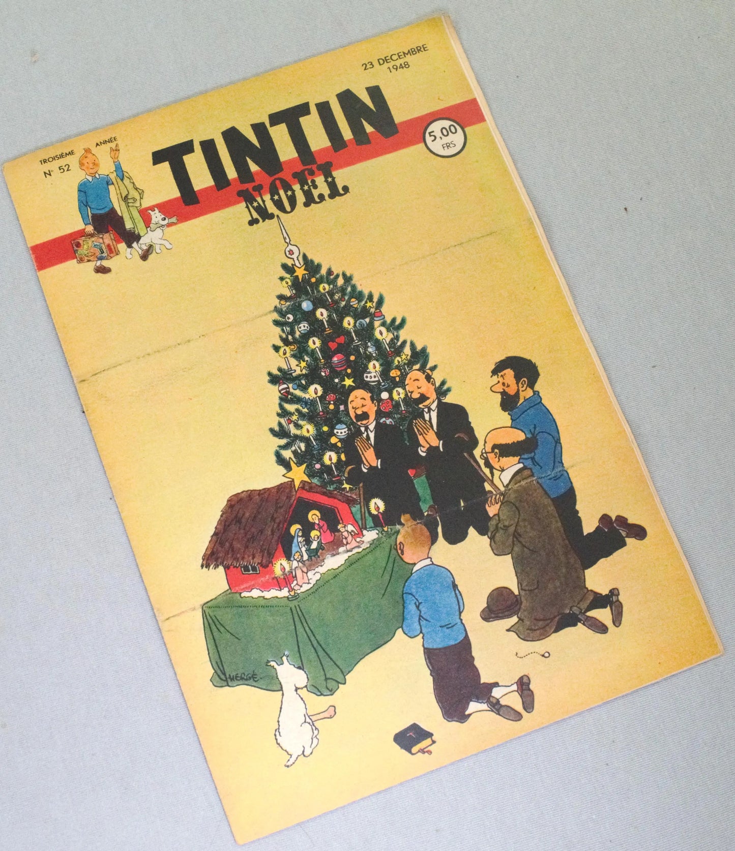 JOURNAL TINTIN Issue 52: 1948 Herge Christmas Cover Edition Vintage Comic EO Couverture