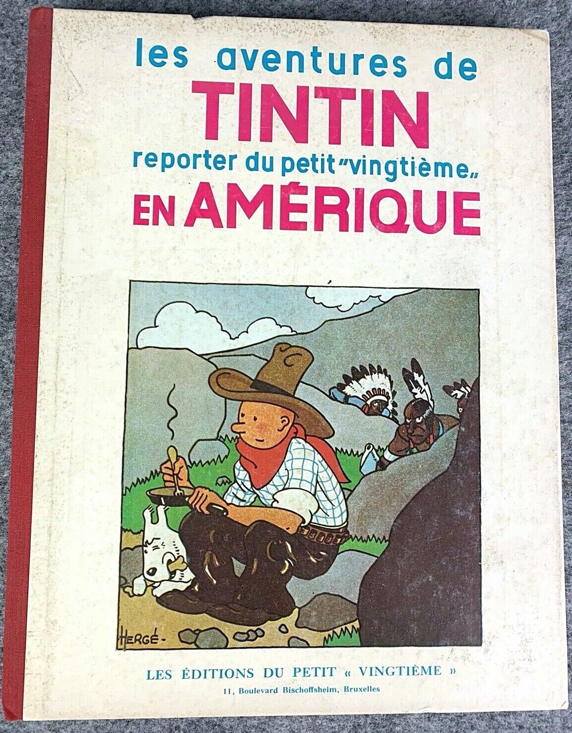 Tintin En Amerique Alternative Cover - Rare B&W Facsimile 1st Edition - 1983 French EO Noire Blanc