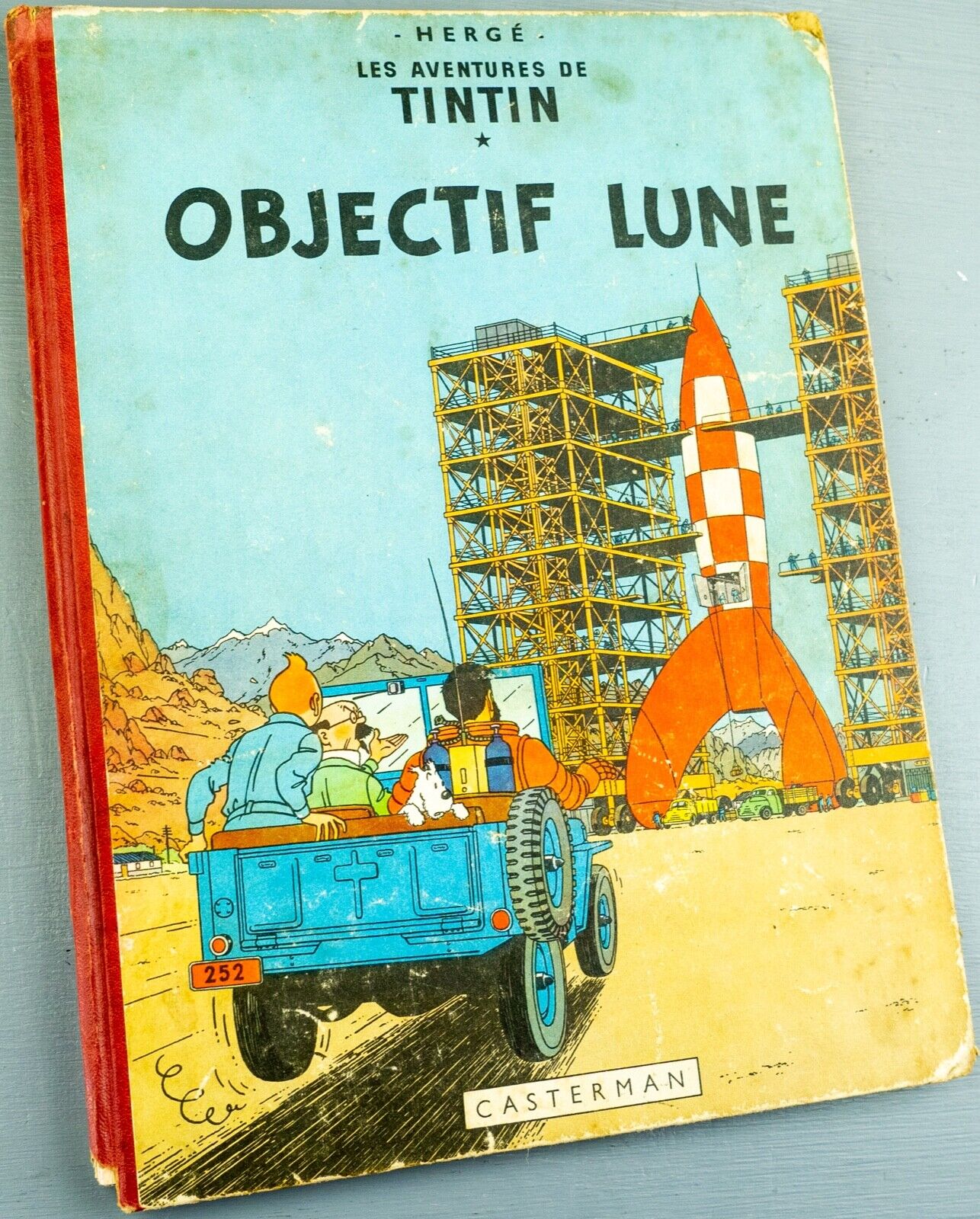 Objectif Lune Comic Book - Casterman 1953 French Hardback 1st Edition Herge