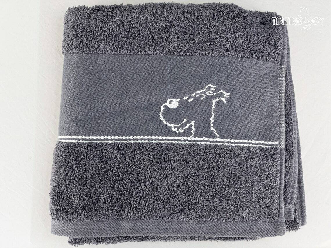 MOULINSART TINTIN 100x50cm TOWEL & WASH CLOTH/FLANNEL - Grey 100% Cotton +tags