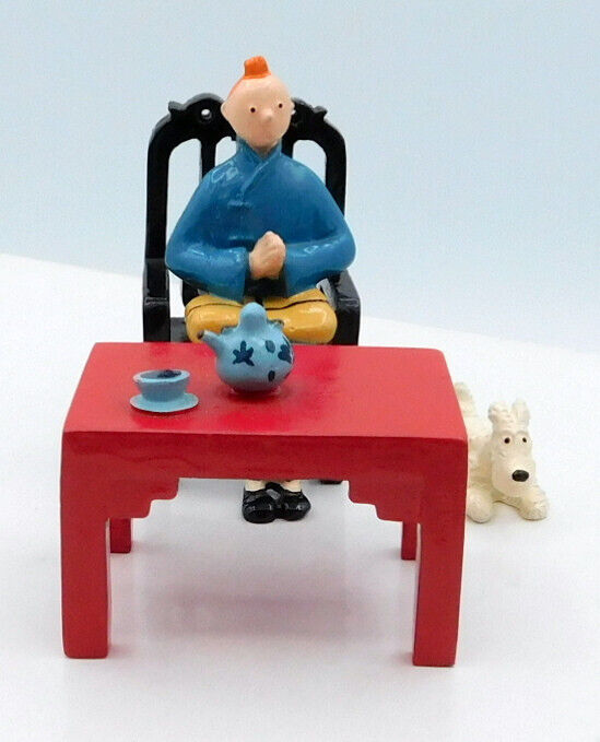 Pixi Figurines 4527 Tintin Drinking Tea: Blue Lotus 1992 Rare Metal Figurine