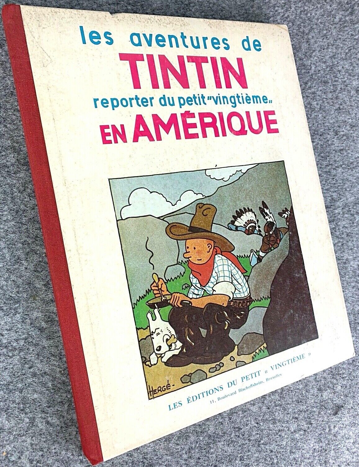 Tintin En Amerique Alternative Cover - Rare B&W Facsimile 1st Edition - 1983 French EO Noire Blanc