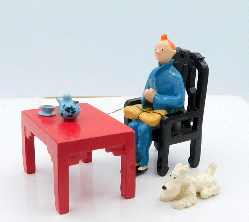 Pixi Figurines 4527 Tintin Drinking Tea: Blue Lotus 1992 Rare Metal Figurine