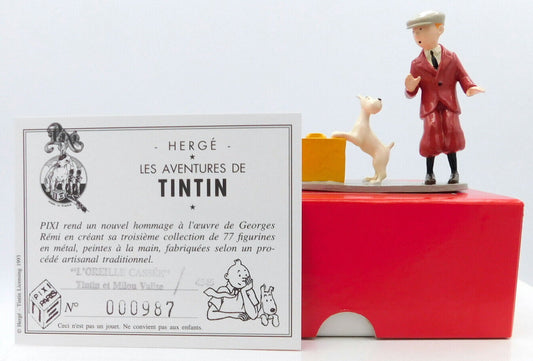 Pixi Figurine 4545 "Tintin et Milou Valise" Broken Ear 1994 Rare Metal Figure