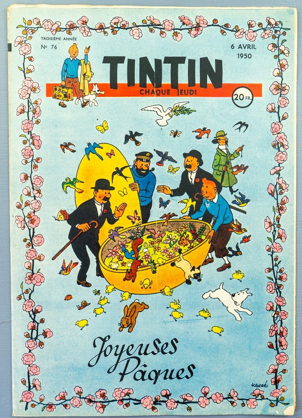 JOURNAL TINTIN Issue 76: 1950 Easter Herge Cover Edition Vintage Comic EO Couverture