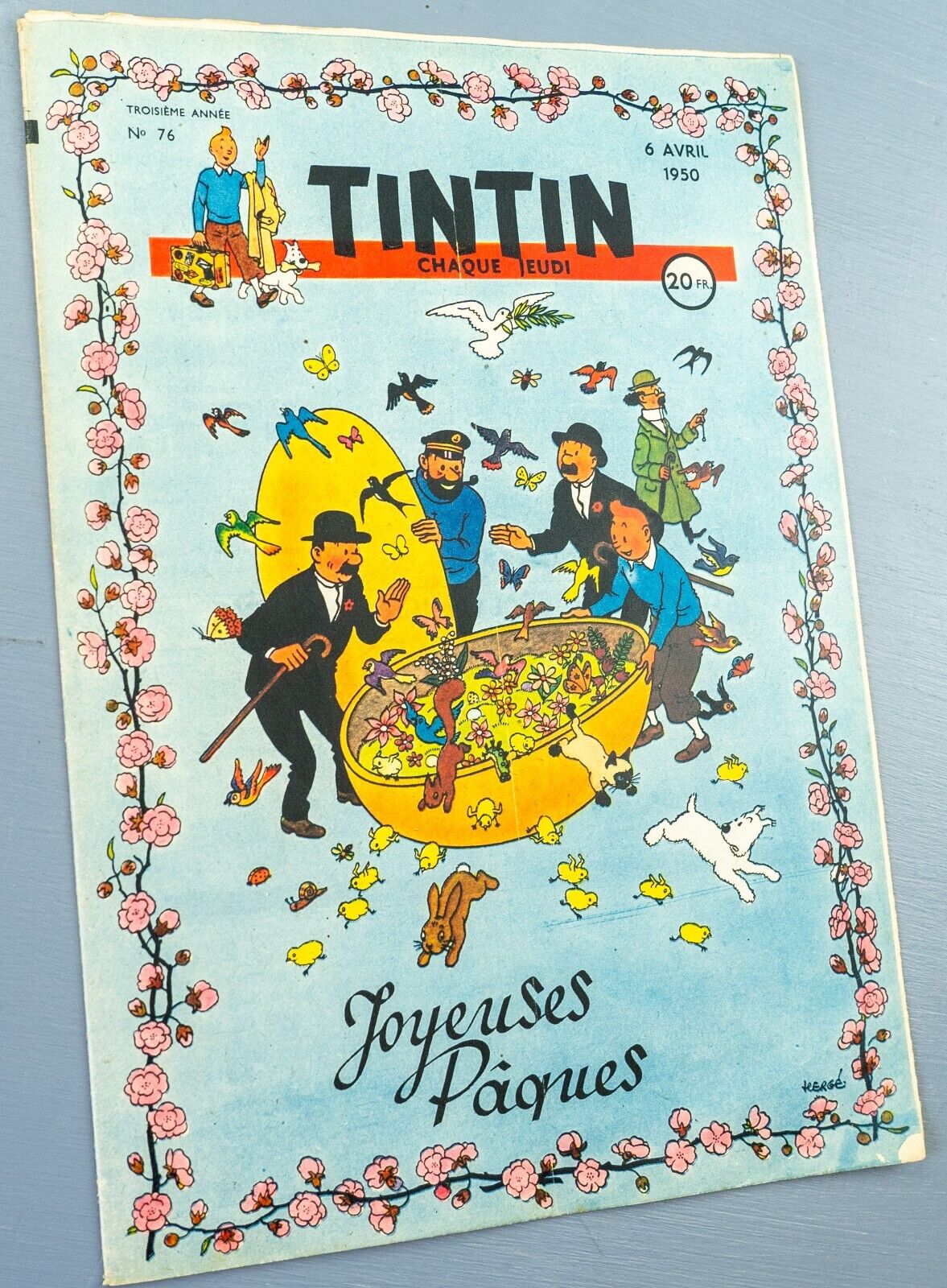 JOURNAL TINTIN Issue 76: 1950 Easter Herge Cover Edition Vintage Comic EO Couverture