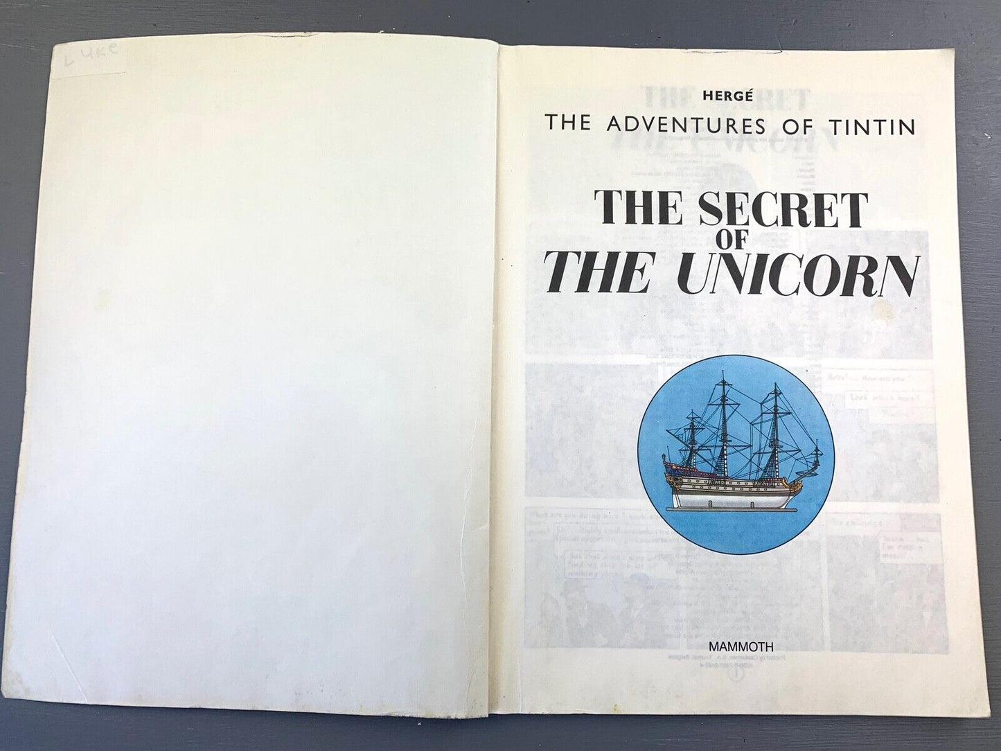 The Secret of the Unicorn - Tintin Mammoth UK Paperback Edition Book 1990s