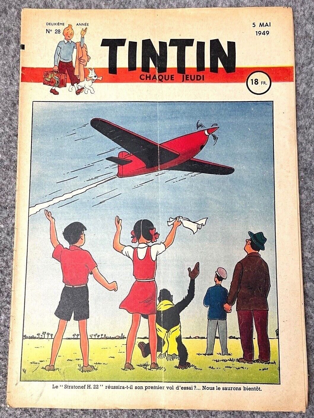 JOURNAL TINTIN Issue 28: 1949 Herge Cover Edition Vintage Comic EO Couverture