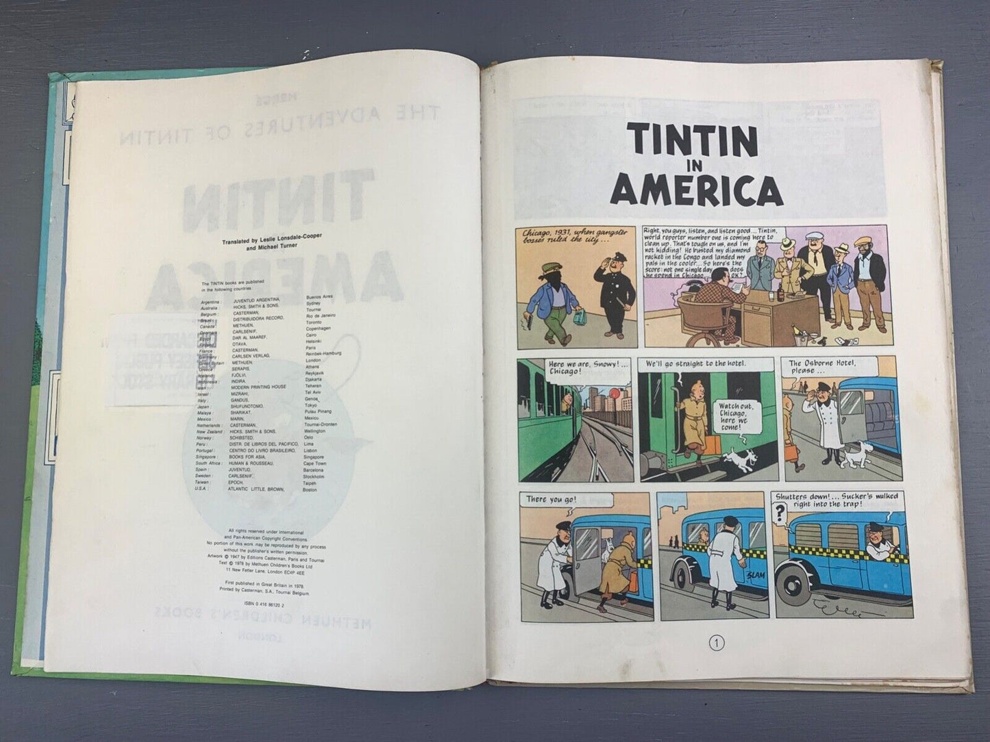 Tintin in America: Methuen 1978 1st Edition UK Hardback Rare book by Herge EO