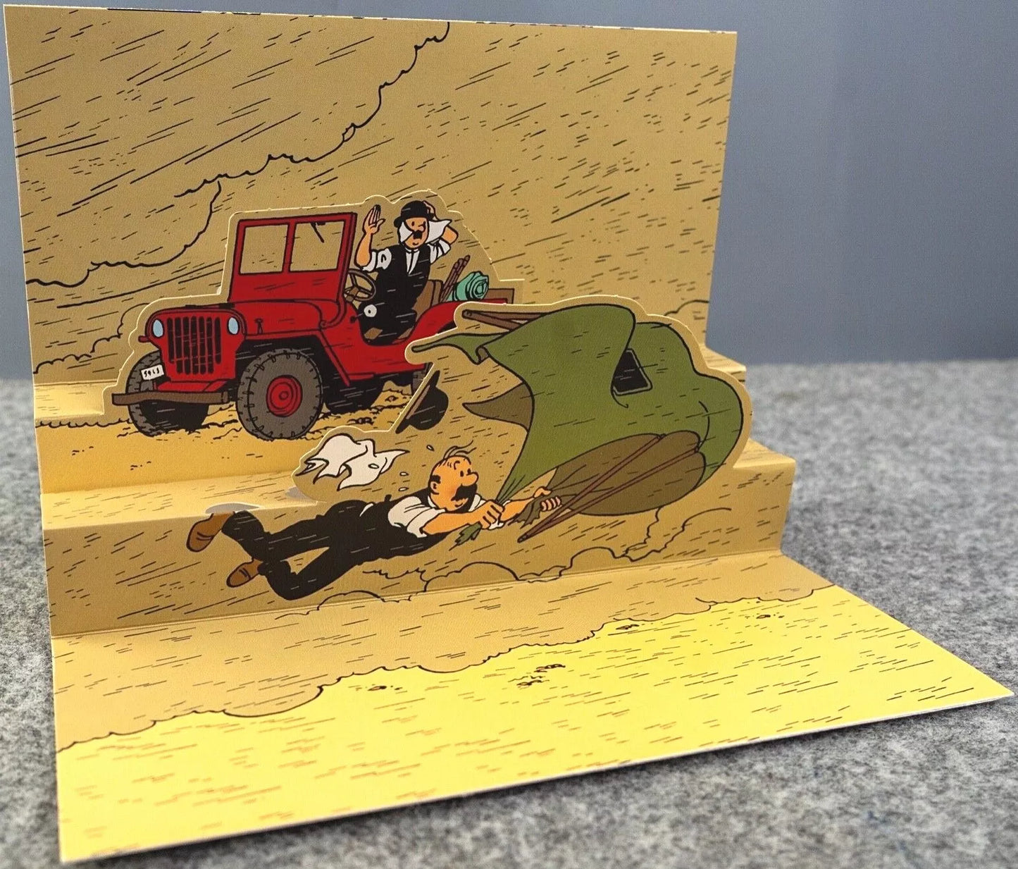 Tintin 3D Greeting Cards:  Thomsons Red Desert Jeep Pop-Up Card with Envelope 51012 Moulinsart Hergé