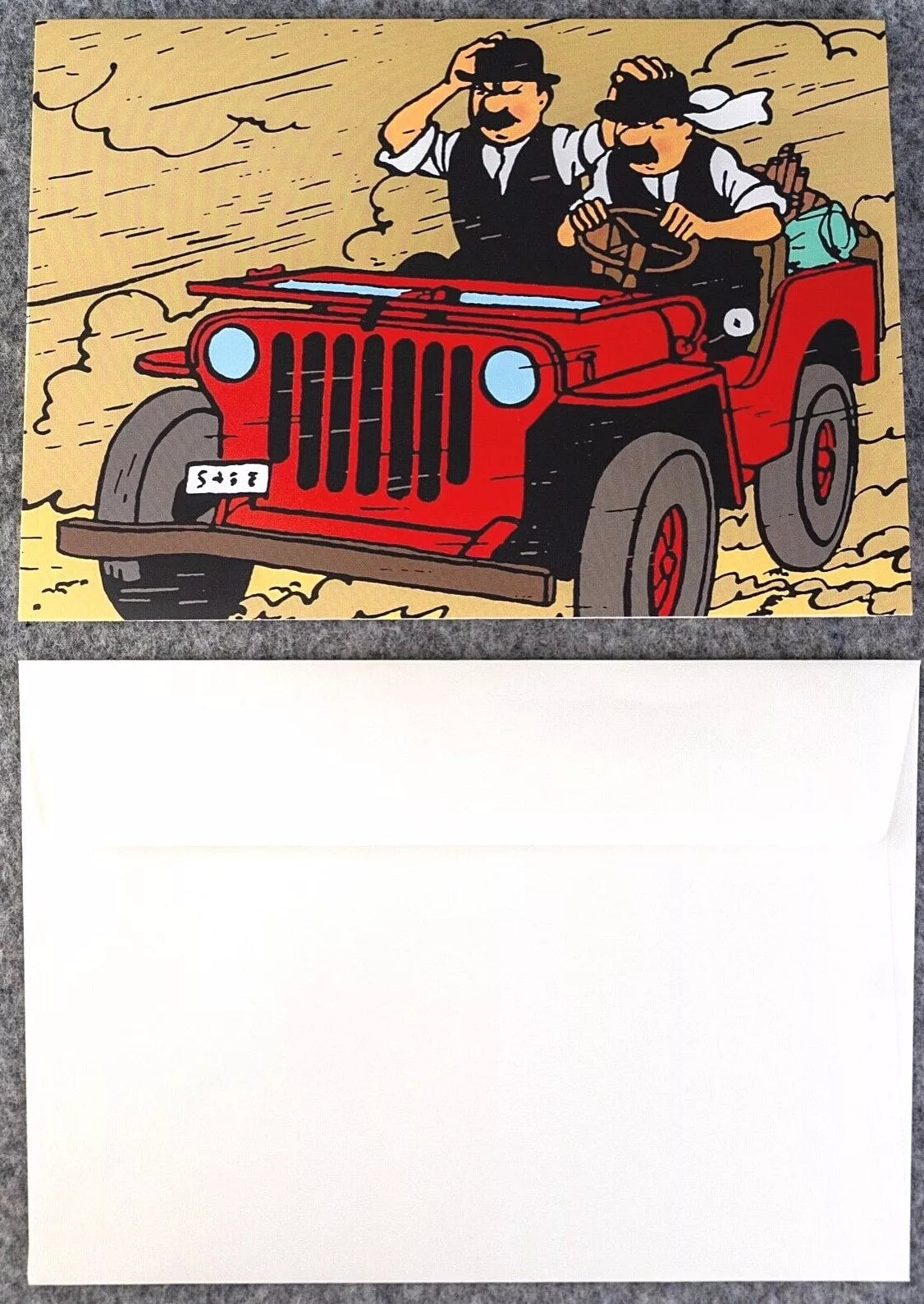 Tintin 3D Greeting Cards:  Thomsons Red Desert Jeep Pop-Up Card with Envelope 51012 Moulinsart Hergé