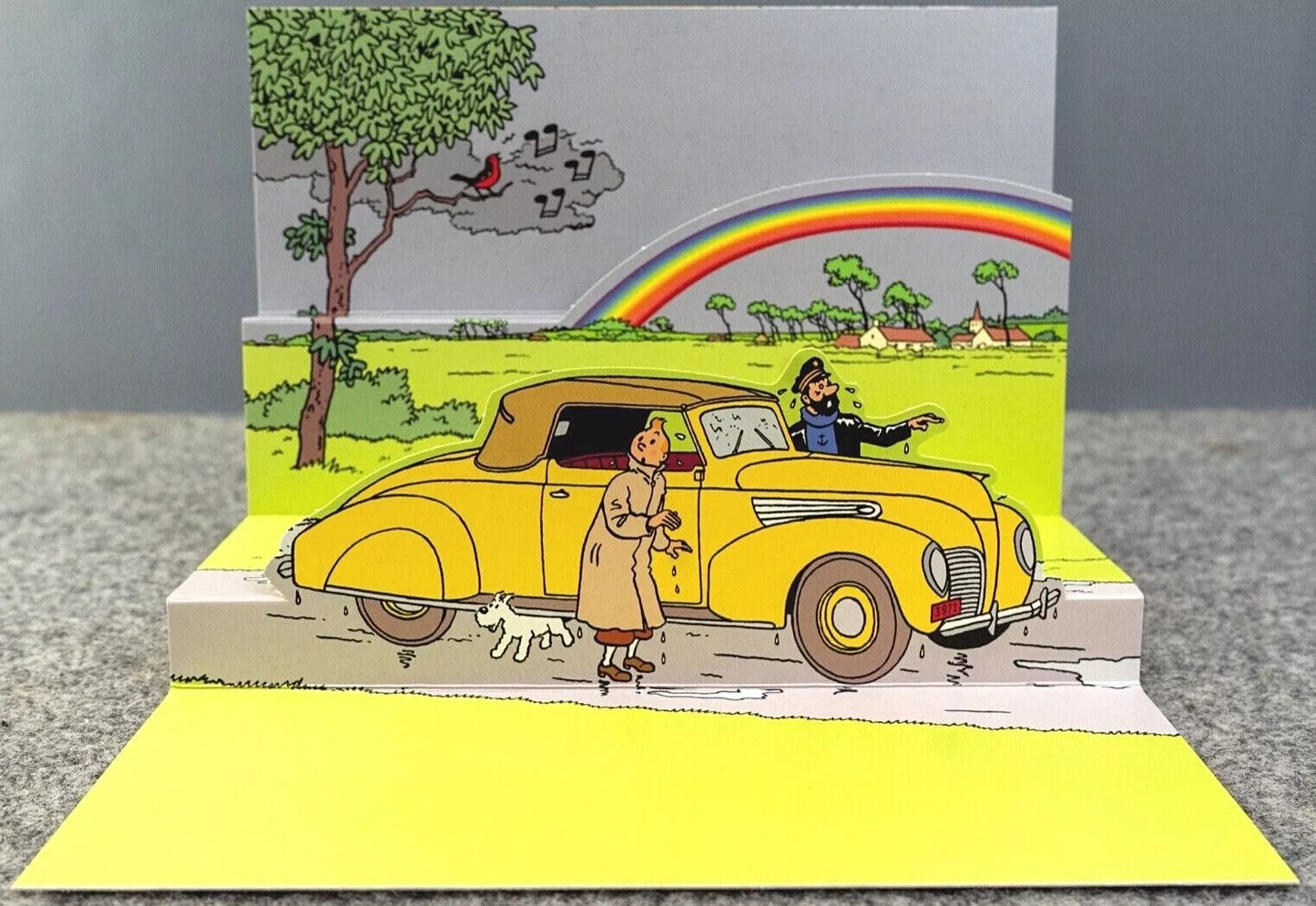 Tintin 3D Greeting Cards: Haddock Lincoln Zephyr Pop-Up Card with Envelope 51015 Moulinsart Hergé