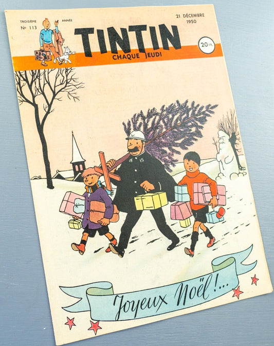 JOURNAL TINTIN Issue 113: 1950 Herge Cover Vintage Comic EO Couverture