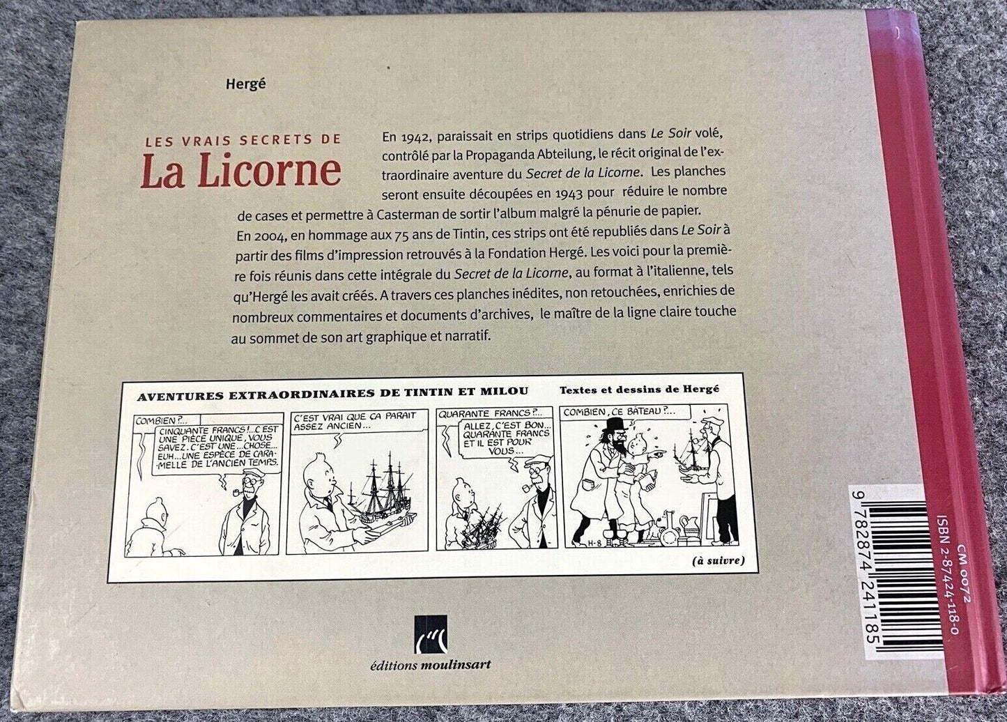 Vrais Secrets De La Licorne 2006 1st "Le Soir" Strip Edition HB Tintin Herge EO