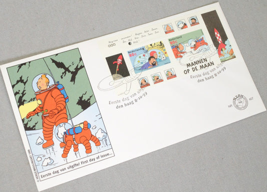 Spacesuits + Envelope Moon Set: Rare Belge Post/Moulinsart Tintin Postage Stamp