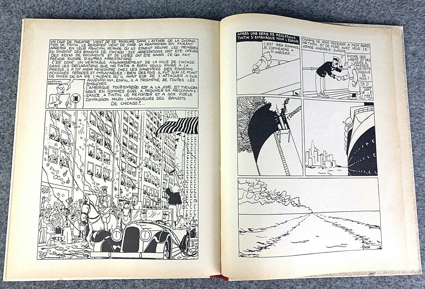 Tintin En Amerique Alternative Cover - Rare B&W Facsimile 1st Edition - 1983 French EO Noire Blanc