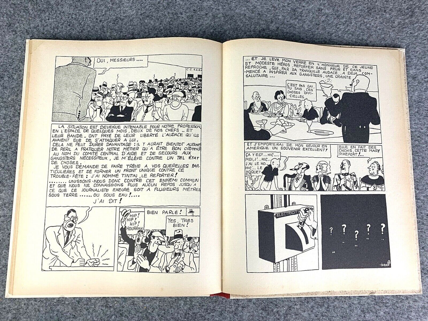 Tintin En Amerique Alternative Cover - Rare B&W Facsimile 1st Edition - 1983 French EO Noire Blanc