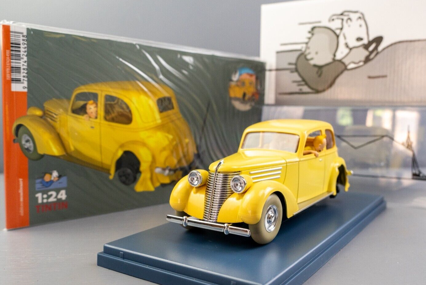 VOITURE TINTIN 1/24 #29961 Broken Car: Crab Golden Claws Hachette Model Car 61