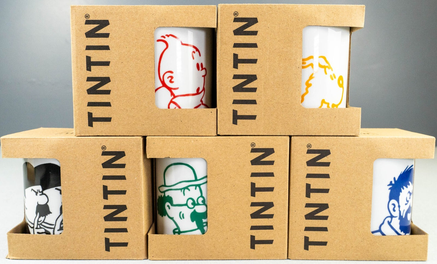 Set of x5 Moulinsart Tintin Character Mugs: Mug Set 2022 Ceramic Cup Mug