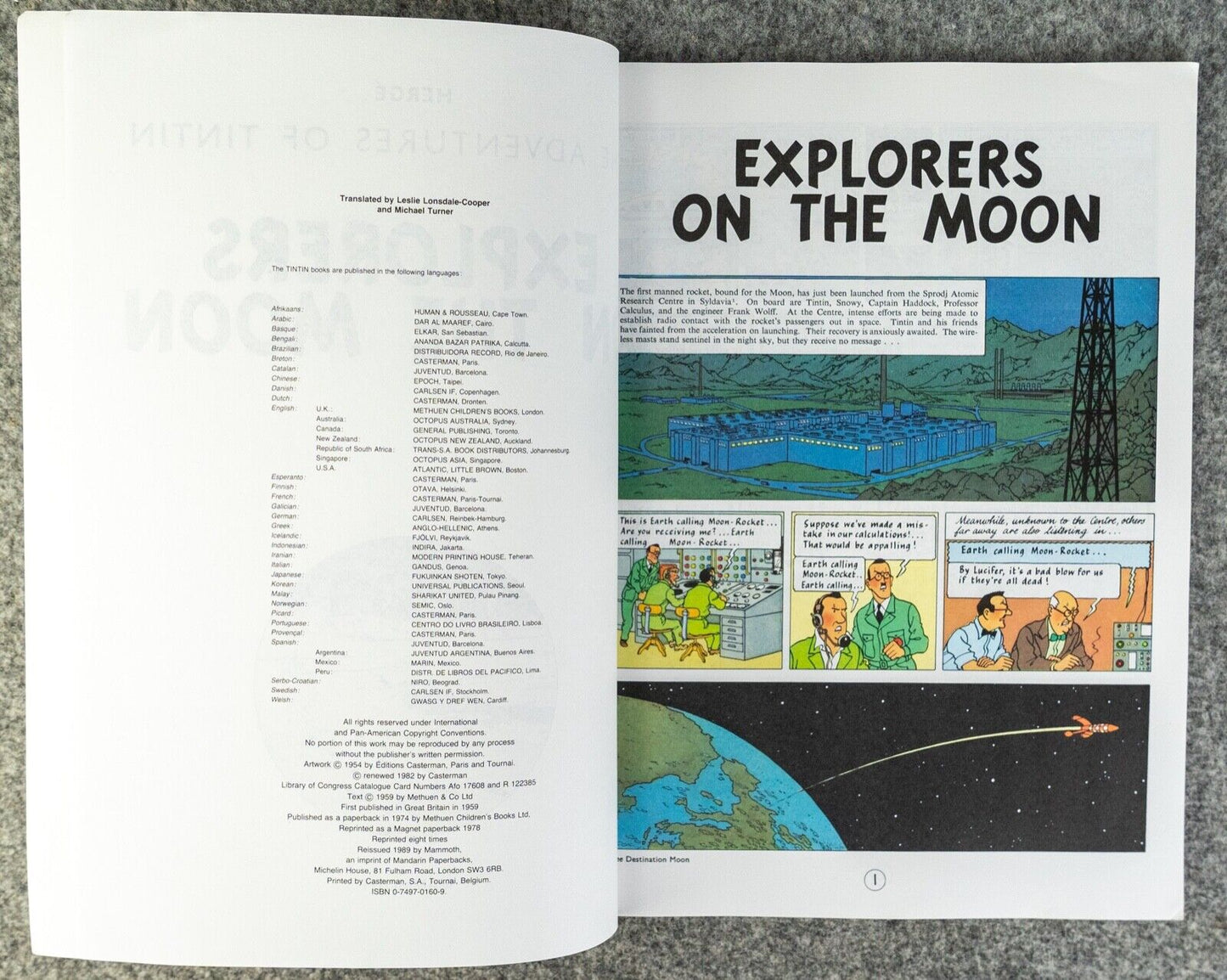 Explorers on the Moon - Tintin Mammoth UK Paperback Edition Book 1990s