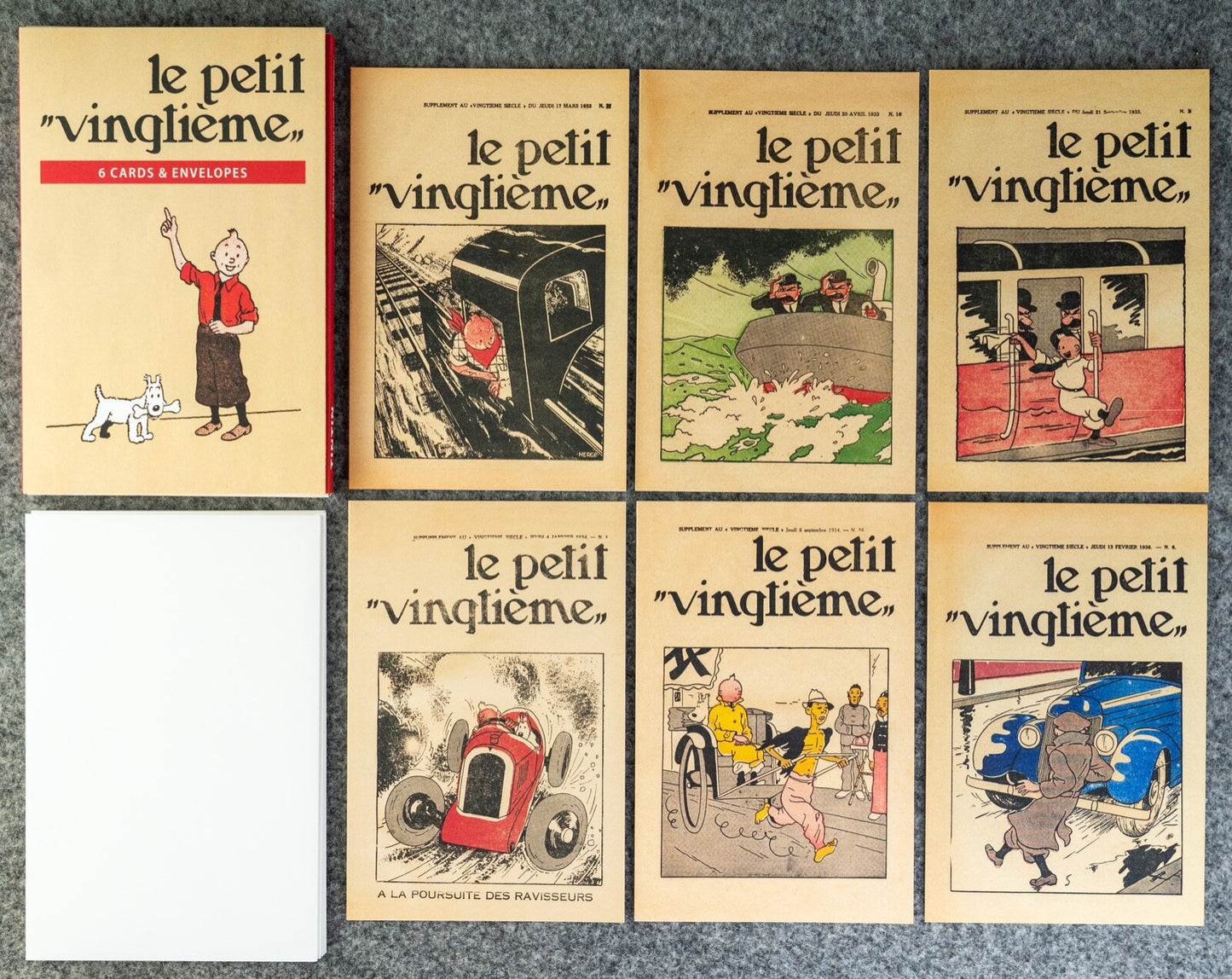 Set x6 Le Petit Vinglieme Greeting Cards/Envelops: Limited Edition by Herge/Moulinsart