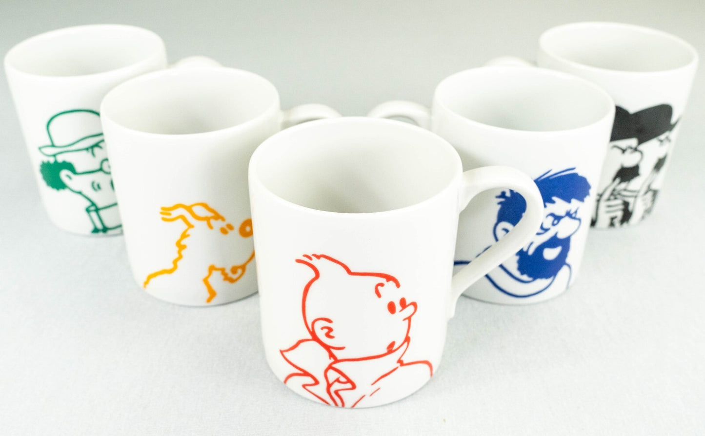 Set of x5 Moulinsart Tintin Character Mugs: Mug Set 2022 Ceramic Cup Mug