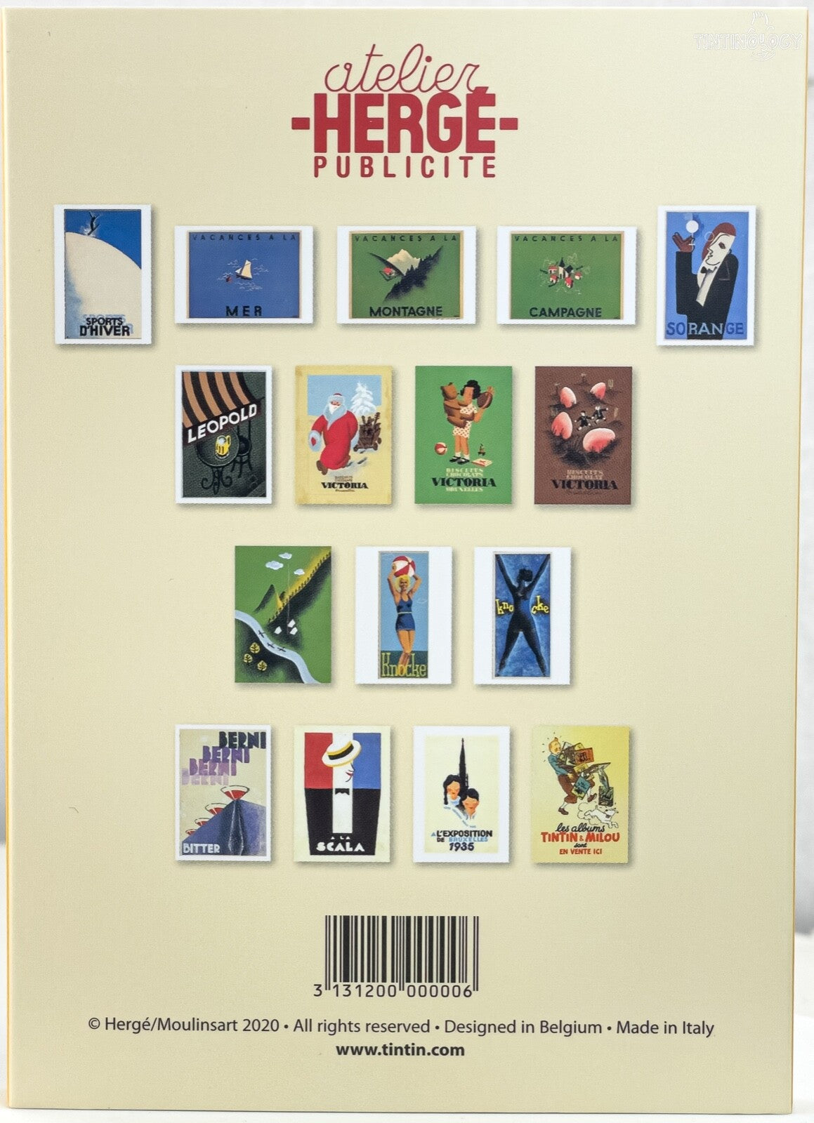 Art Of Herge Postcard Book Set x16 Cards: Herge/Moulisart Edition