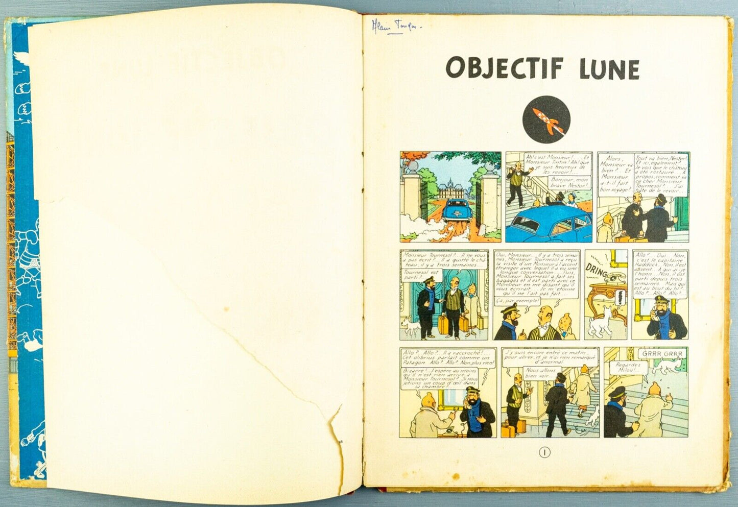 Objectif Lune Comic Book - Casterman 1953 French Hardback 1st Edition Herge